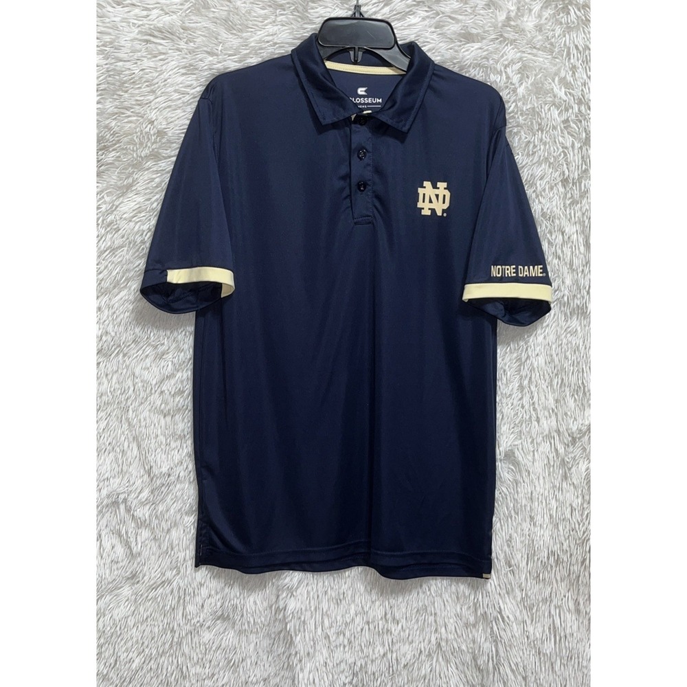 Colosseum Polo Shirt Men's L Blue‎ Short Sleeve Notre Dame Fighting Irish NCAA
